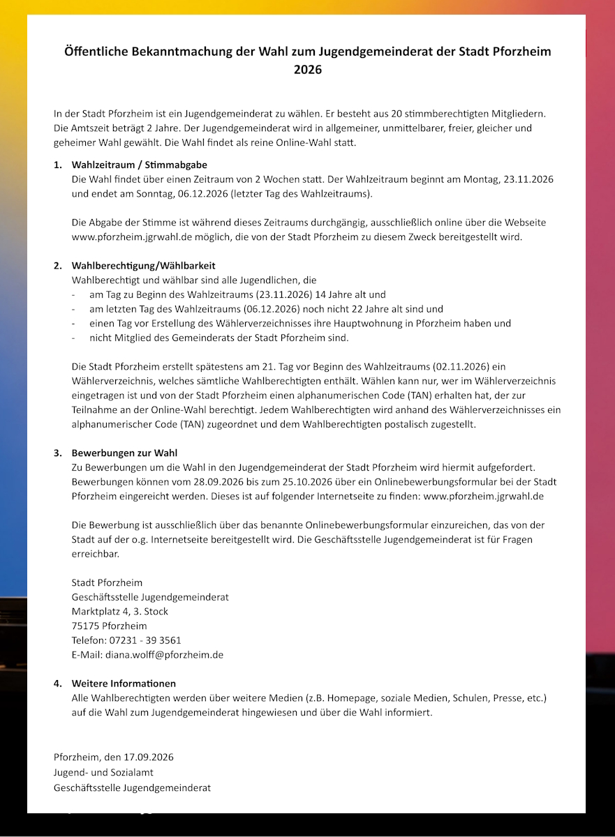 Bekanntmachung: Wahl und Bewerbung Image