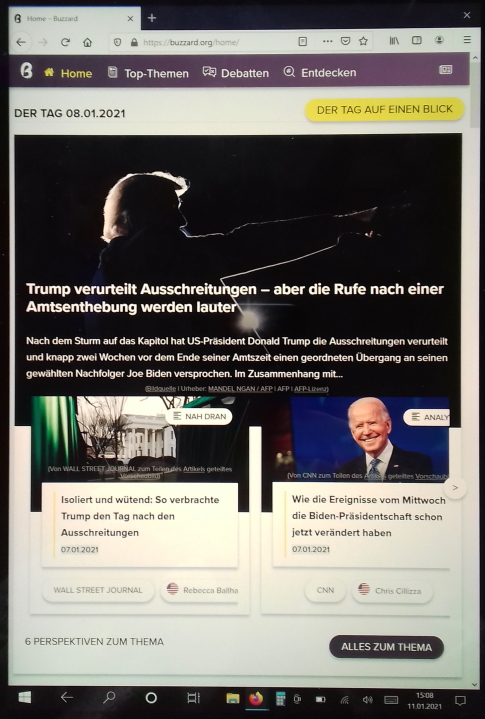 Screenshot Buzzard App (11. Januar 2021)